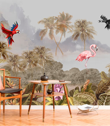 Tropical Jungle Themed Wallpaper