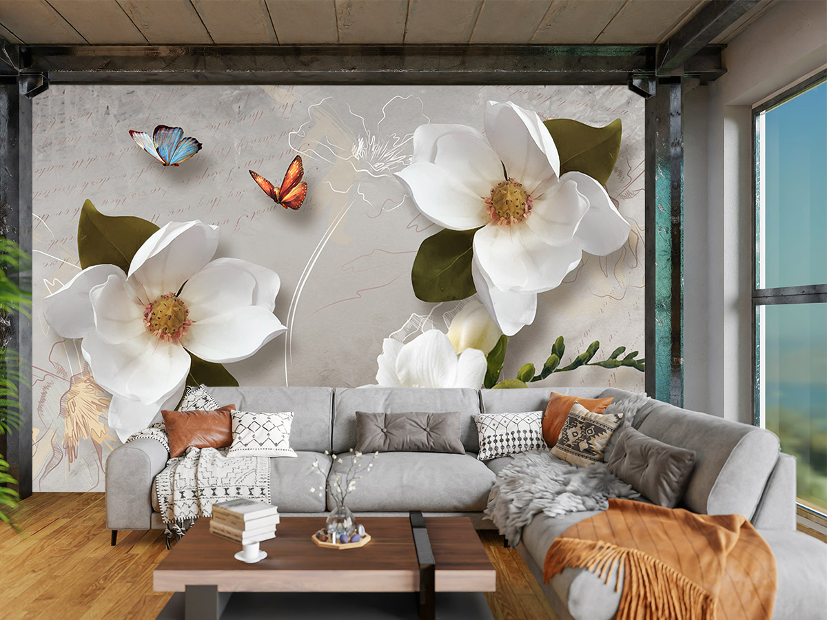 Butterfly & Flower Wallpaper Mural