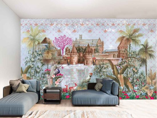 1-Wall Mural Castle and Trees Wallpaper