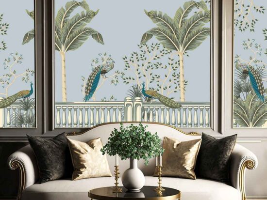 Peacock on a Balcony Wallpaper