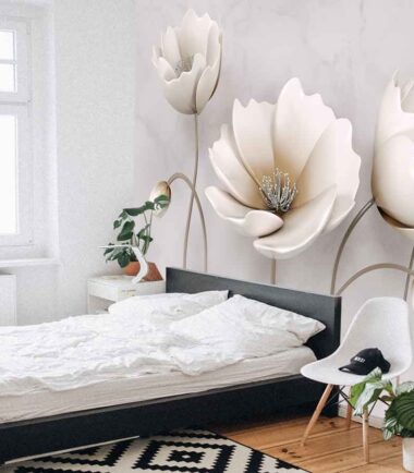 European Flower Marble Style wallpaper
