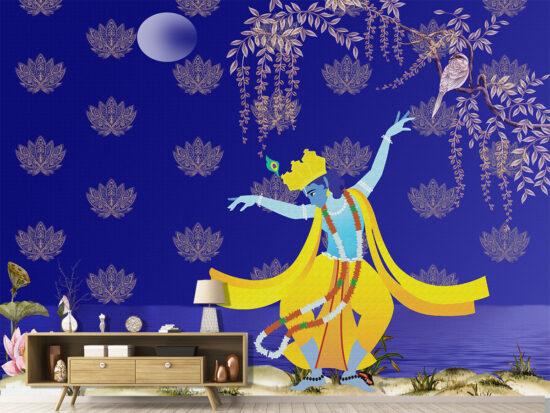 Lord Krishna Dancing Mural Wallpaper