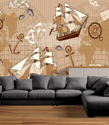 Different Shades With Boats On A Beige Background Wallpaper