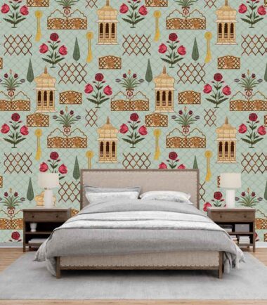 Mughal art Florals Wallpaper