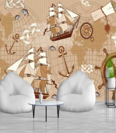Different Shades With Boats On A Beige Background Wallpaper