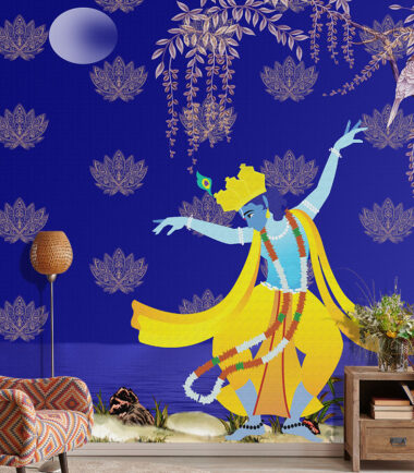 Lord Krishna Dancing Mural Wallpaper