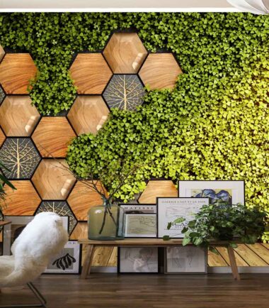 A vertical garden Hexagon Wallpaper