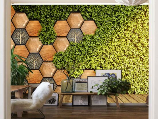 A vertical garden Hexagon Wallpaper