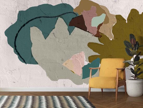 Composition with wave abstract wall mural