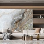 Golden Layered Quartz Marble Wall Mural