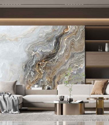 Golden Layered Quartz Marble Wall Mural
