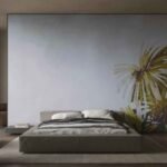 Minimal tropical botanical wall mural wallpaper for modern bedroom interiors