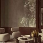 Luxury botanical textured wall mural wallpaper with earthy tones for modern interiors