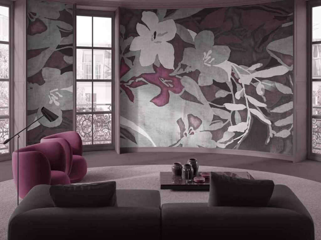 Luxury floral art wall mural wallpaper for modern living room interiors