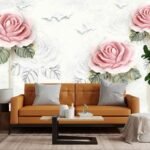 Rose Embossed Sketch Wallpaper