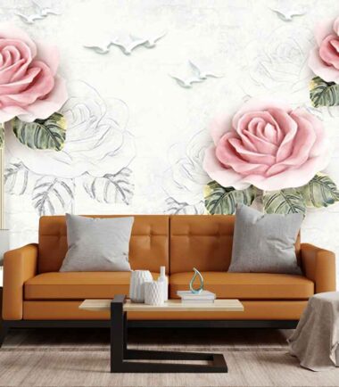 Rose Embossed Sketch Wallpaper