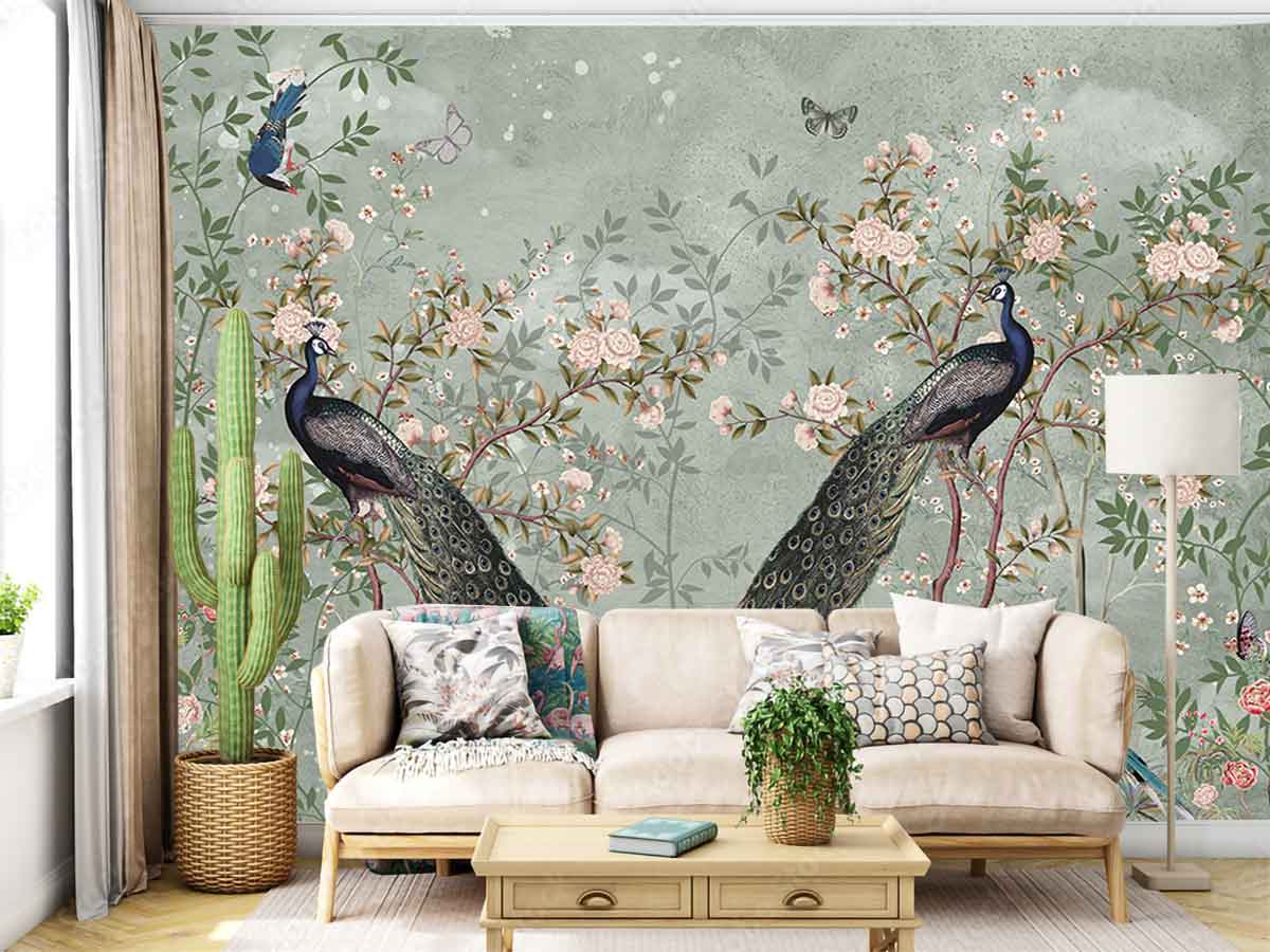 Paradise of Blue Chinoiserie Wallpaper | MAIA HOMES