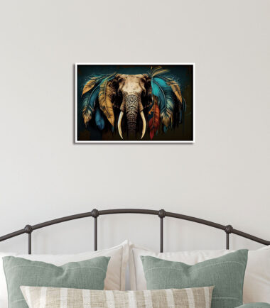 Regal Feathered Elephant Wall Frame