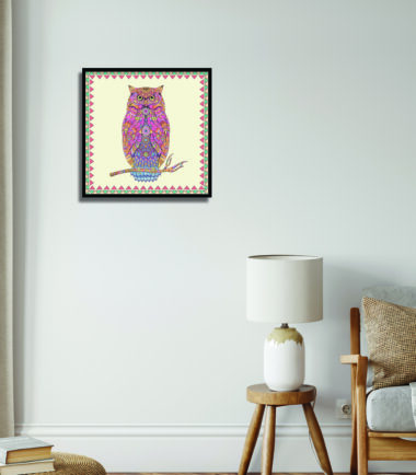 Vibrant Owl Harmony Wall Frame