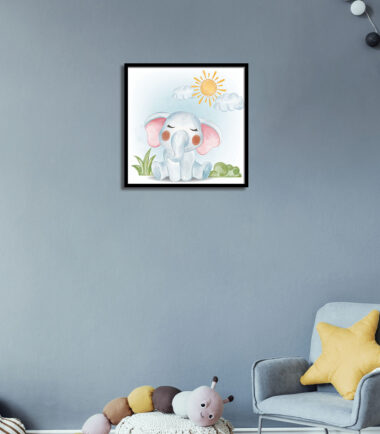 Cheerful Elephant Adventure Wall Frame