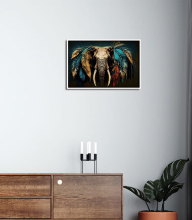 Regal Feathered Elephant Wall Frame