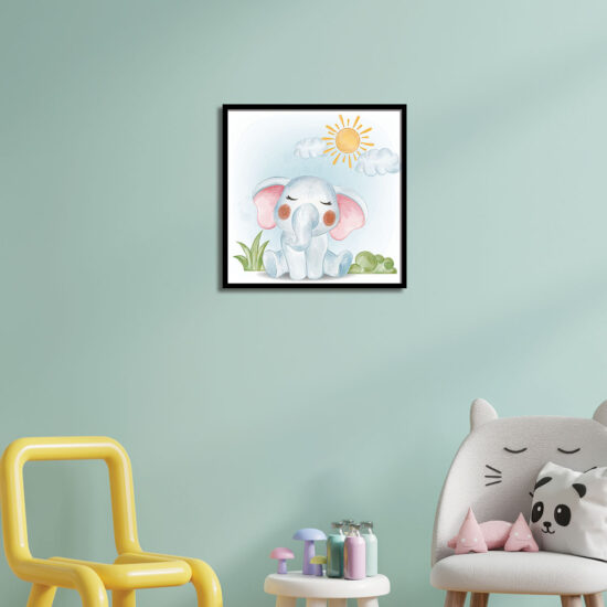 Cheerful Elephant Adventure Wall Frame