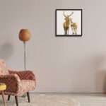 Elegant deer family wall frame featuring a deer and fawn for modern home decor
