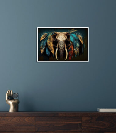 Regal Feathered Elephant Wall Frame