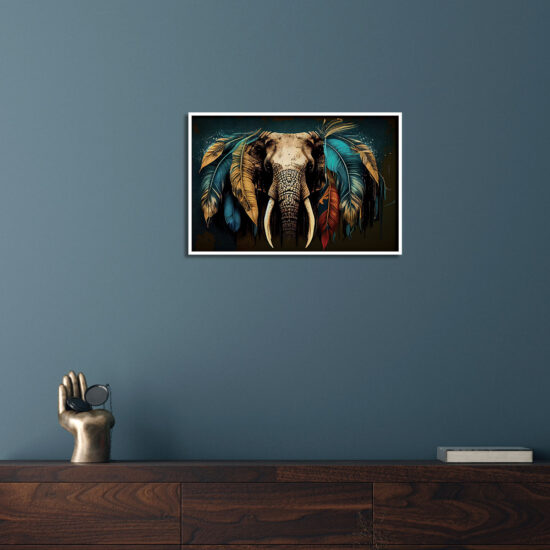 Regal Feathered Elephant Wall Frame