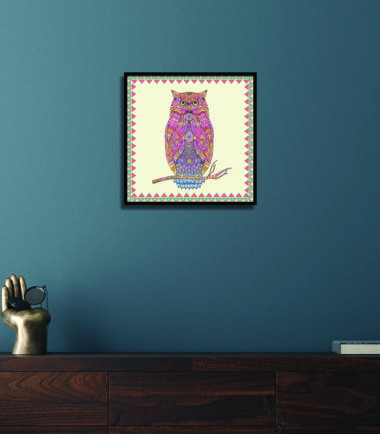 Vibrant Owl Harmony Wall Frame