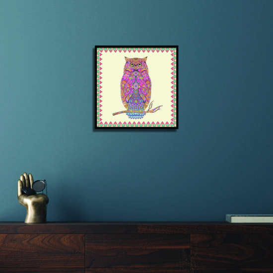 Vibrant Owl Harmony Wall Frame