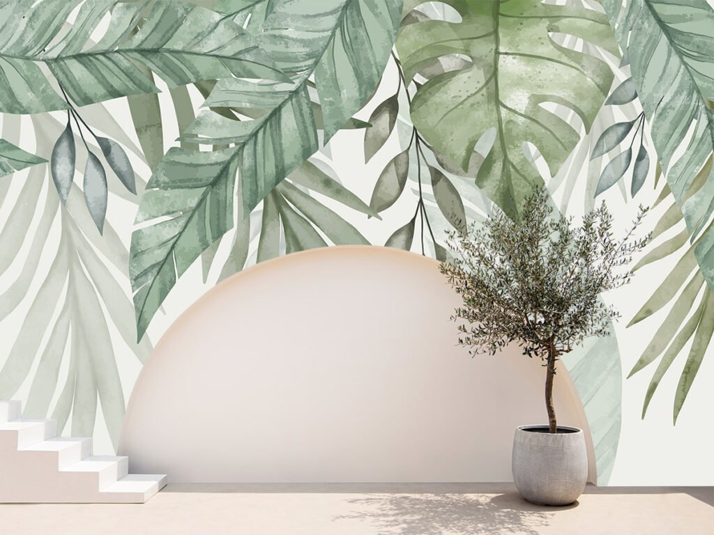 Current image: Pastel Leaf Serenity Exterior Wallpaper