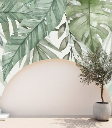Pastel Leaf Serenity Exterior Wallpaper