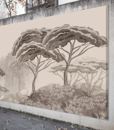 Subtle Grey Tree Exterior Wallpaper