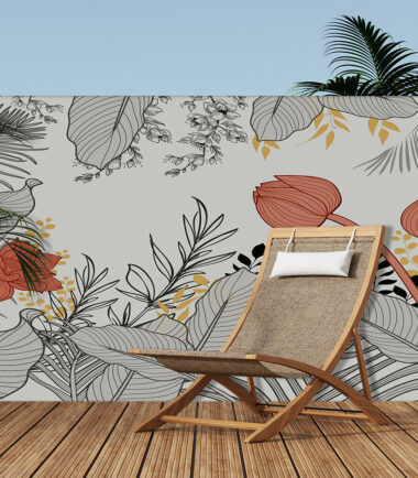 Urban Sketch Garden Exterior Wallpaper