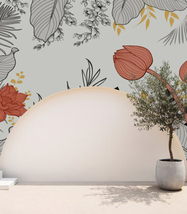 Urban Sketch Garden Exterior Wallpaper