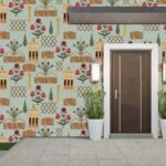 Aqua Royal Paisleys Exterior Wallpaper