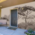 Subtle Grey Tree Exterior Wallpaper