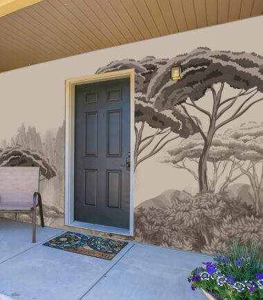 Subtle Grey Tree Exterior Wallpaper