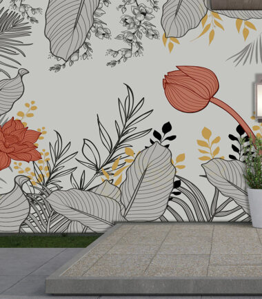 Urban Sketch Garden Exterior Wallpaper