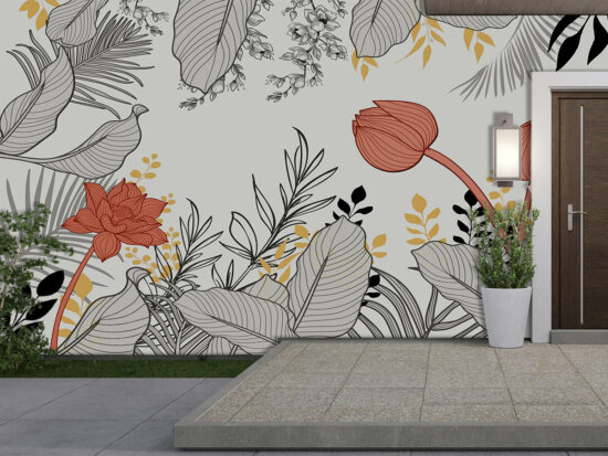 Urban Sketch Garden Exterior Wallpaper