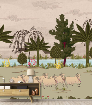 Rural Pichwai Panorama Wallpaper