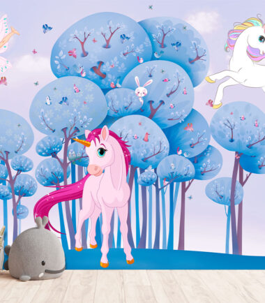 Unicorn with Blue Trees wallpapers