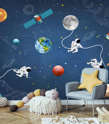 kids planet with astronaut wallpaper