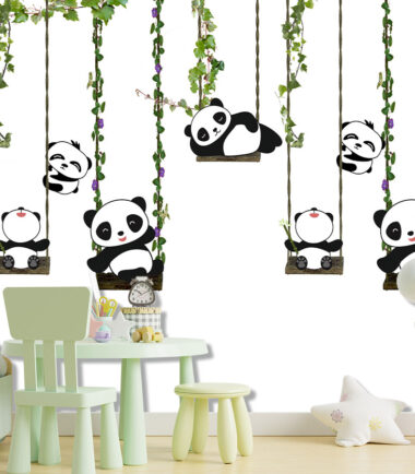 Panda Swinging on Swing Wallpaper