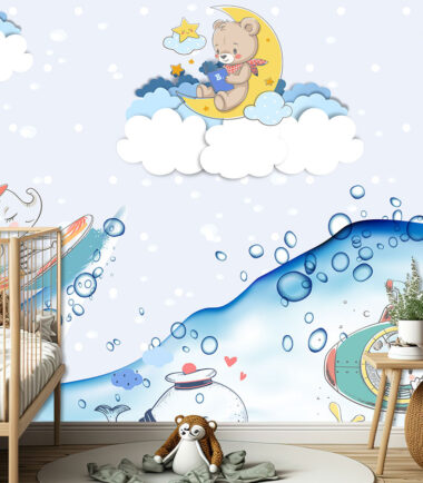 Cute Teddy on Moon Wallpaper
