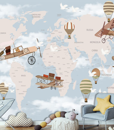 World Map with Airplane wallpaper