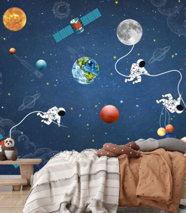 kids planet with astronaut wallpaper