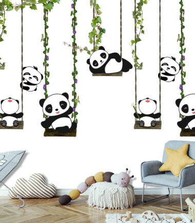 Panda Swinging on Swing Wallpaper