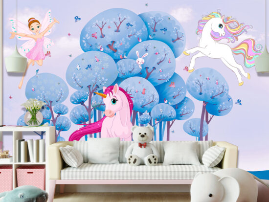 Unicorn with Blue Trees wallpapers